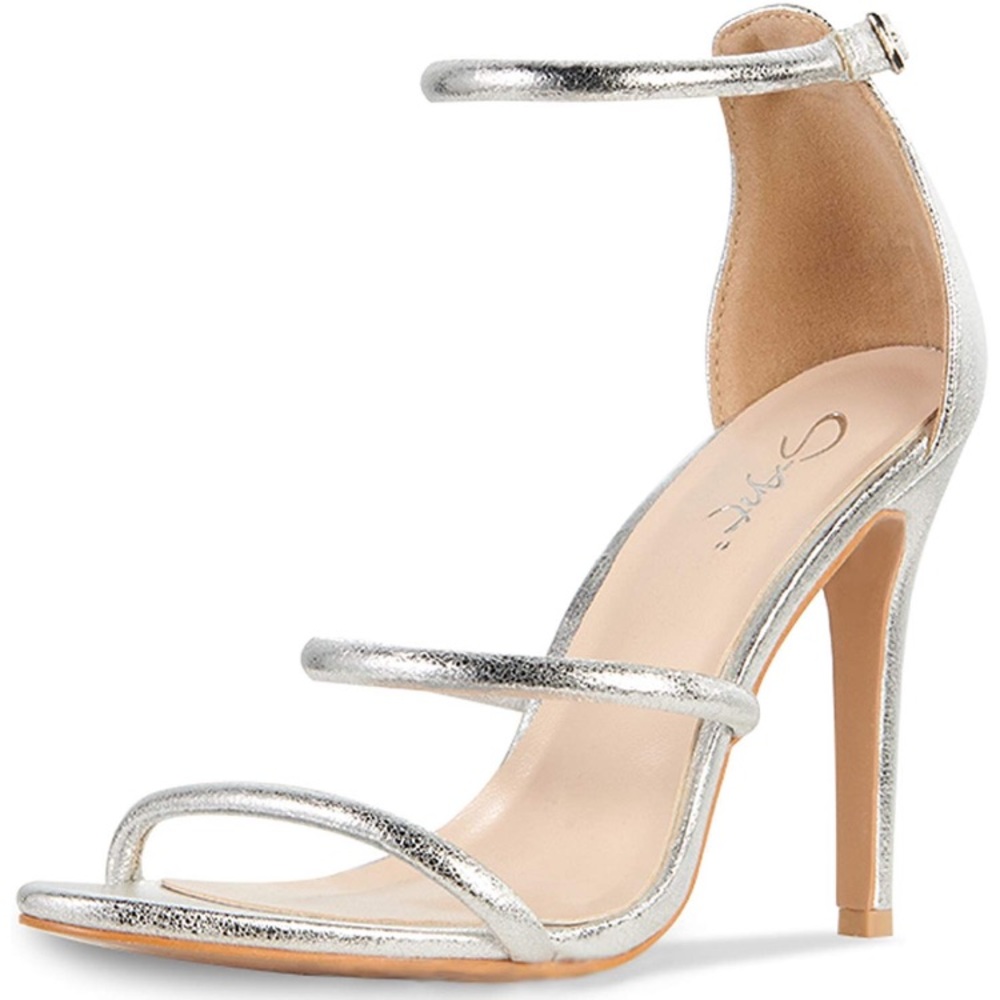 Silver Triple Strap Heels